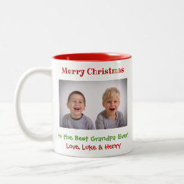 Caneca De Café Em Dois Tons Avô Natal Netos Foto Personalizada