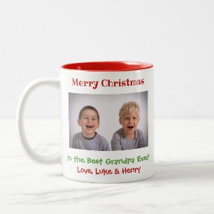 Caneca De Café Em Dois Tons Avô Natal Netos Foto Personalizada