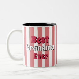 Caneca De Café Em Dois Tons Avó personalizada listras pretas e brancas