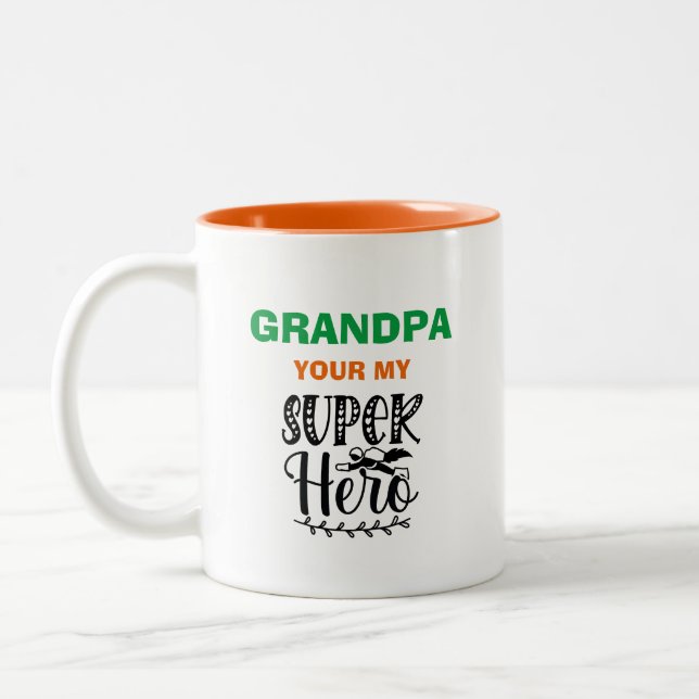 Caneca De Café Em Dois Tons Avô, Seu Super-Herói (Esquerda)
