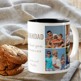 Caneca De Café Em Dois Tons Avô te ama na Colagem de Fotos da Lua e Volta