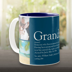 Caneca De Café Em Dois Tons Avô, Vovô, Papai Definição 4 Colagem de Fotos