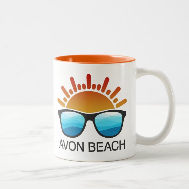 Caneca De Café Em Dois Tons Avon Beach North Carolina (Direita)