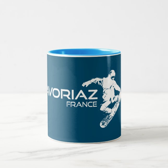 Caneca De Café Em Dois Tons Avoriaz France Snowboard der (Centro)