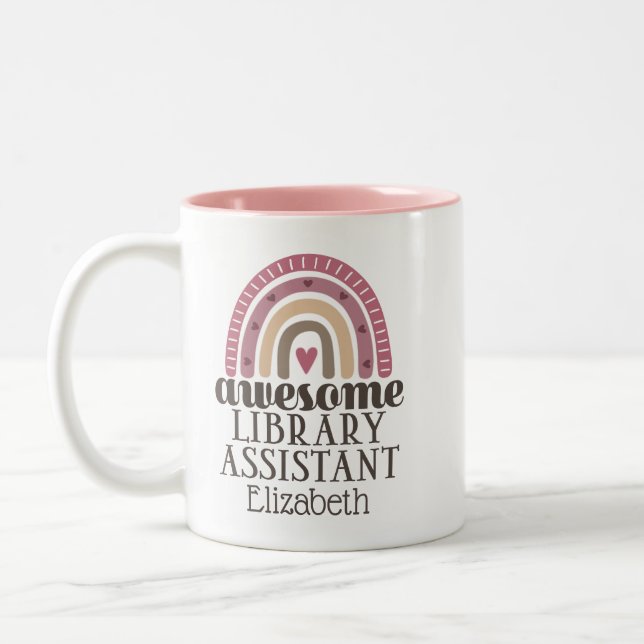 Caneca De Café Em Dois Tons Awesome Library Assistant (Esquerda)