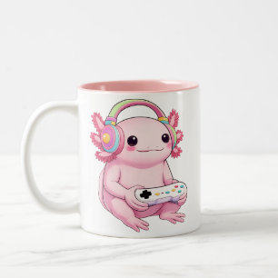Caneca De Café Em Dois Tons Axolotl Japonês Sapo Gamer Arte Homens Mulheres Me