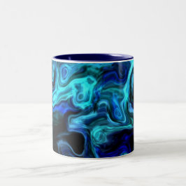 Caneca De Café Em Dois Tons Azuis ondulados Tiros modernos Art 555.55