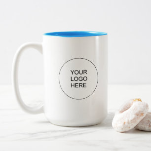Caneca De Café Em Dois Tons Azul Claro Logotipo Empresarial Branco Promocional
