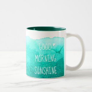 Caneca De Café Em Dois Tons Azul da cerceta das citações do café da luz do