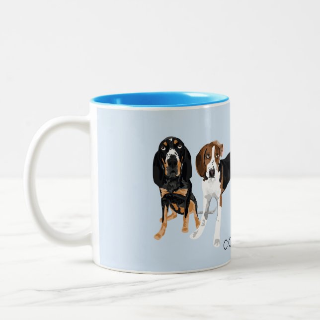 Caneca De Café Em Dois Tons Azul da mamã do Coonhound (Esquerda)
