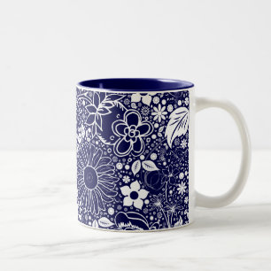 Caneca De Café Em Dois Tons Azul de Beleza Botânica