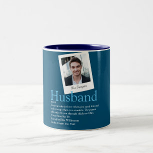 Caneca De Café Em Dois Tons Azul de foto de definição de marido de diversão mo