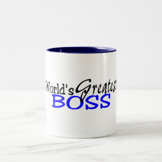 Caneca De Café Em Dois Tons Azul do preto do chefe dos mundos o grande