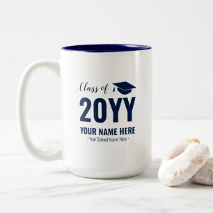 Caneca De Café Em Dois Tons Azul e Branco   Mug Personalizado De Oferta De Gra