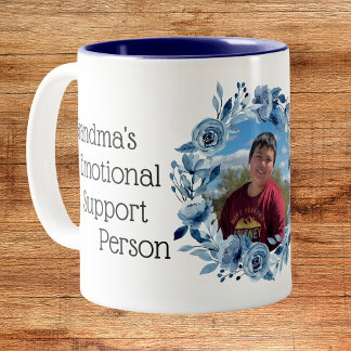 Caneca De Café Em Dois Tons Azul Foto da Pessoa de Suporte Emocional da Vovó
