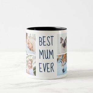 Caneca De Café Em Dois Tons Azul Marinho   Melhor Mãe Alguma Vez Personalizada