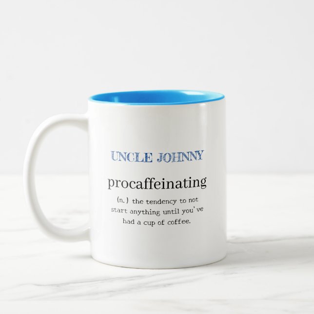 Caneca De Café Em Dois Tons Azul personalizado de procafeinação (Esquerda)