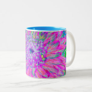 Caneca De Café Em Dois Tons Azul rosa legal e Artsy Roxo Dahlia Bloom