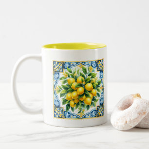 Caneca De Café Em Dois Tons Azulejo de Limão