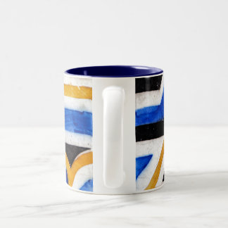 Caneca De Café Em Dois Tons azulejo de mosaico azulejo tradicional de vintage