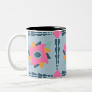 Caneca De Café Em Dois Tons Azulejo decorativo colorido