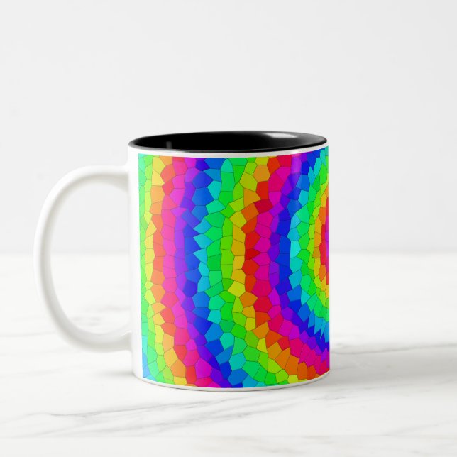 Caneca De Café Em Dois Tons Azulejo do Mártico Arco-Íris Espiral (Esquerda)