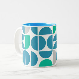 Caneca De Café Em Dois Tons Azulejos Aquáticos de meio século