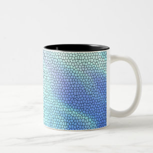 Caneca De Café Em Dois Tons Azulejos do mosaico bonito do Pastel Azul-Azul-Aqu
