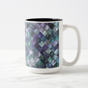 Caneca De Café Em Dois Tons Azulejos do mosaico moderno - Mug de café padrão