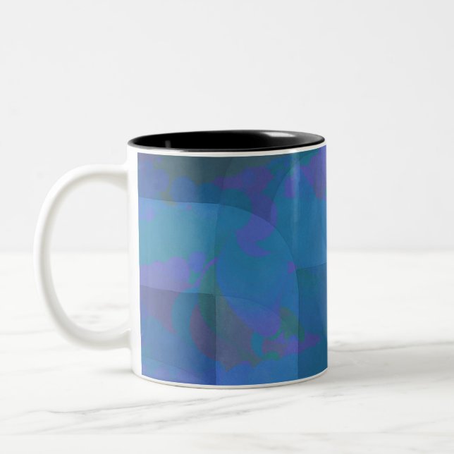 Caneca De Café Em Dois Tons Azure Tides - Geometria da Abstrato Oceânica (Esquerda)