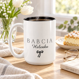 Caneca De Café Em Dois Tons Babcia Minimalista [Nome]