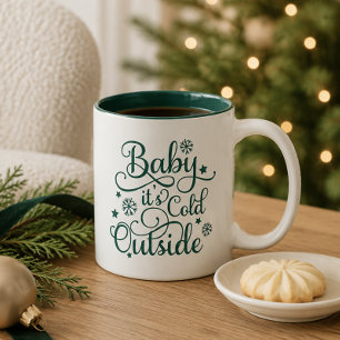 Caneca De Café Em Dois Tons Baby É Frio Lá Fora Roteiro Evergreen