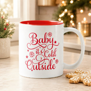 Caneca De Café Em Dois Tons Baby É Frio Lá Fora Roteiro Vermelho