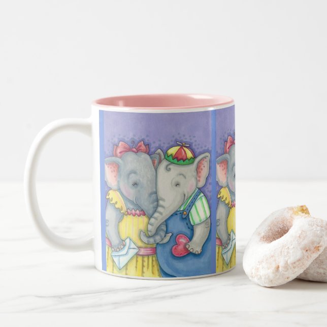 CANECA DE CAFÉ EM DOIS TONS BABY ELEPHANT SWEETHEART MUG (Com Donut)