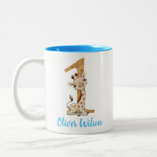 Caneca De Café Em Dois Tons Baby Giraffe primeiro aniversario Café De Dois Ton