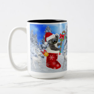 CANECA DE CAFÉ EM DOIS TONS BABY KOALA CHRISTMAS COM URSINHO