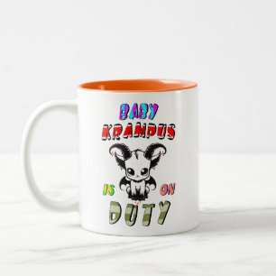 Caneca De Café Em Dois Tons Baby Krampus Está Em Serviço