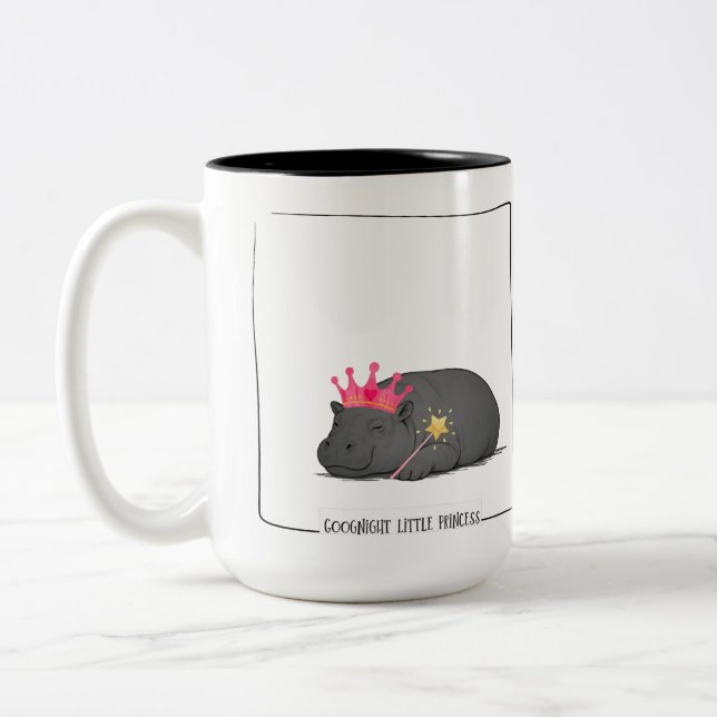 Caneca De Café Em Dois Tons Baby Pygmy Hippo Princess Mug (Esquerda)