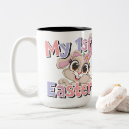 Caneca De Café Em Dois Tons Baby's My First Easter Cute Bunny Pastel Floral Ki