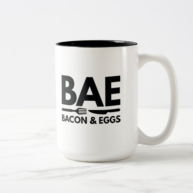 Caneca De Café Em Dois Tons Bacon-Básico E Ovos (Direita)
