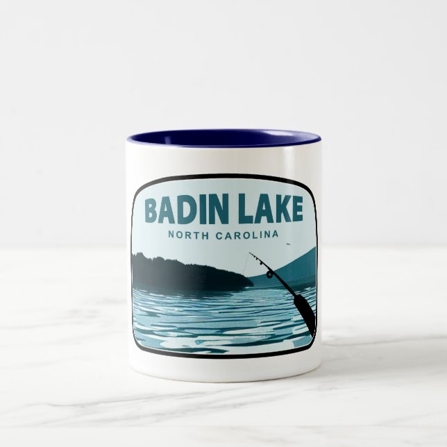 Caneca De Café Em Dois Tons Badin Lake North Carolina Fish Rod (Centro)