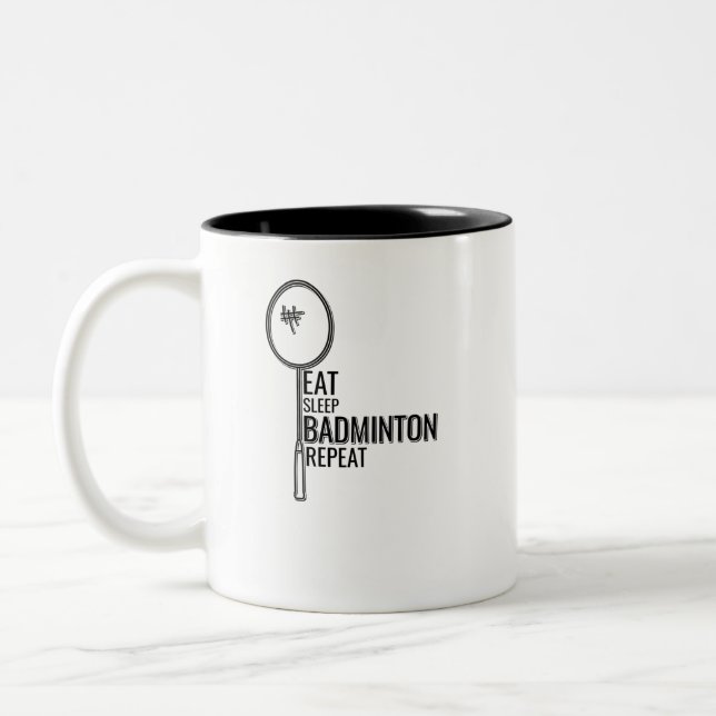Caneca De Café Em Dois Tons Badminton - Coma o Badminton do Sono Repetir (Esquerda)