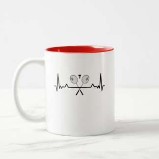 Caneca De Café Em Dois Tons Badminton Heartbeat Presente Mãe Pai