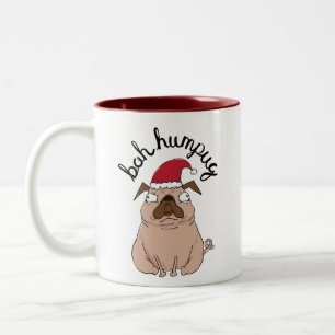 Caneca De Café Em Dois Tons Bah Humpug Papais noeis Grumpy Pug Mug