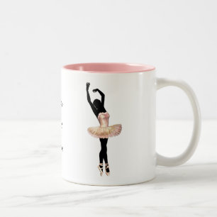 Caneca De Café Em Dois Tons Bailarina bonita no rosa