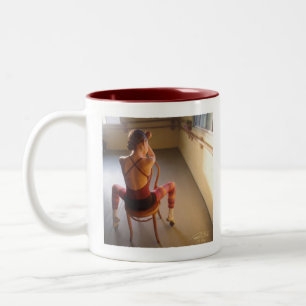 Caneca De Café Em Dois Tons Bailarina de pensamento, eu quero ser uma