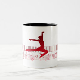 Caneca De Café Em Dois Tons Bailarino de ballet em um teclado