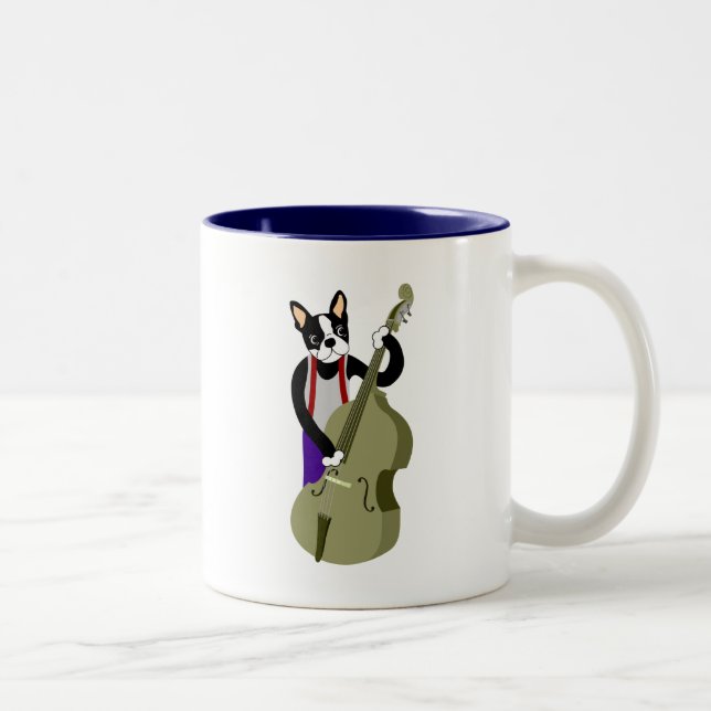 Caneca De Café Em Dois Tons Baixista ereto de Boston Terrier (Direita)