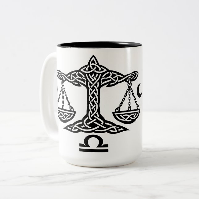 Caneca De Café Em Dois Tons    Balança Libra Celta por BurnsInHell (Frente Esquerda)