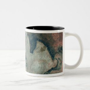 Caneca De Café Em Dois Tons Balance a pintura que mostra um cavalo e uma vaca,